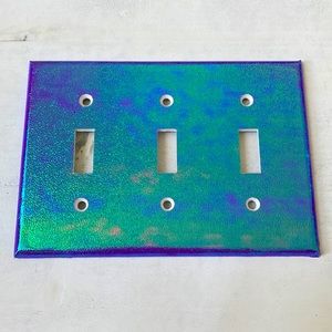 Iridescent Purple/Turquoise Light Switch Cover, Triple Toggle Plate